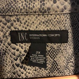 I.N.C Faux Suede Lightweight Snakeskin Trench